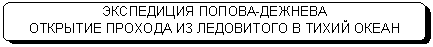 Скругленный прямоугольник: ЭКСПЕДИЦИЯ ПОПОВА-ДЕЖНЕВА
ОТКРЫТИЕ ПРОХОДА ИЗ ЛЕДОВИТОГО В ТИХИЙ ОКЕАН